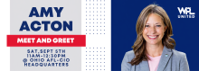 Banner for Amy Acton meet and greet event